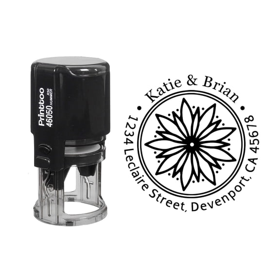 Printtoo Black Wedding Invitation Address Personalized&nbsp;Self Inking Address Custom Stamper Wedding Invitation Round Heavy Duty Stamp-50 mm Diameter