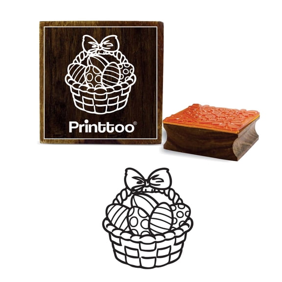Printtoo Bread Basket Scrap-Booking Square Brown Wooden Rubber Stamp Craft Stamps-4 x 4 Inches