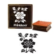 thumbnail image 1 of Printtoo Brown Wooden Rubber Stamp Floral Pattern Craft Textile Square Block-4 x 4 Inches, 1 of 2