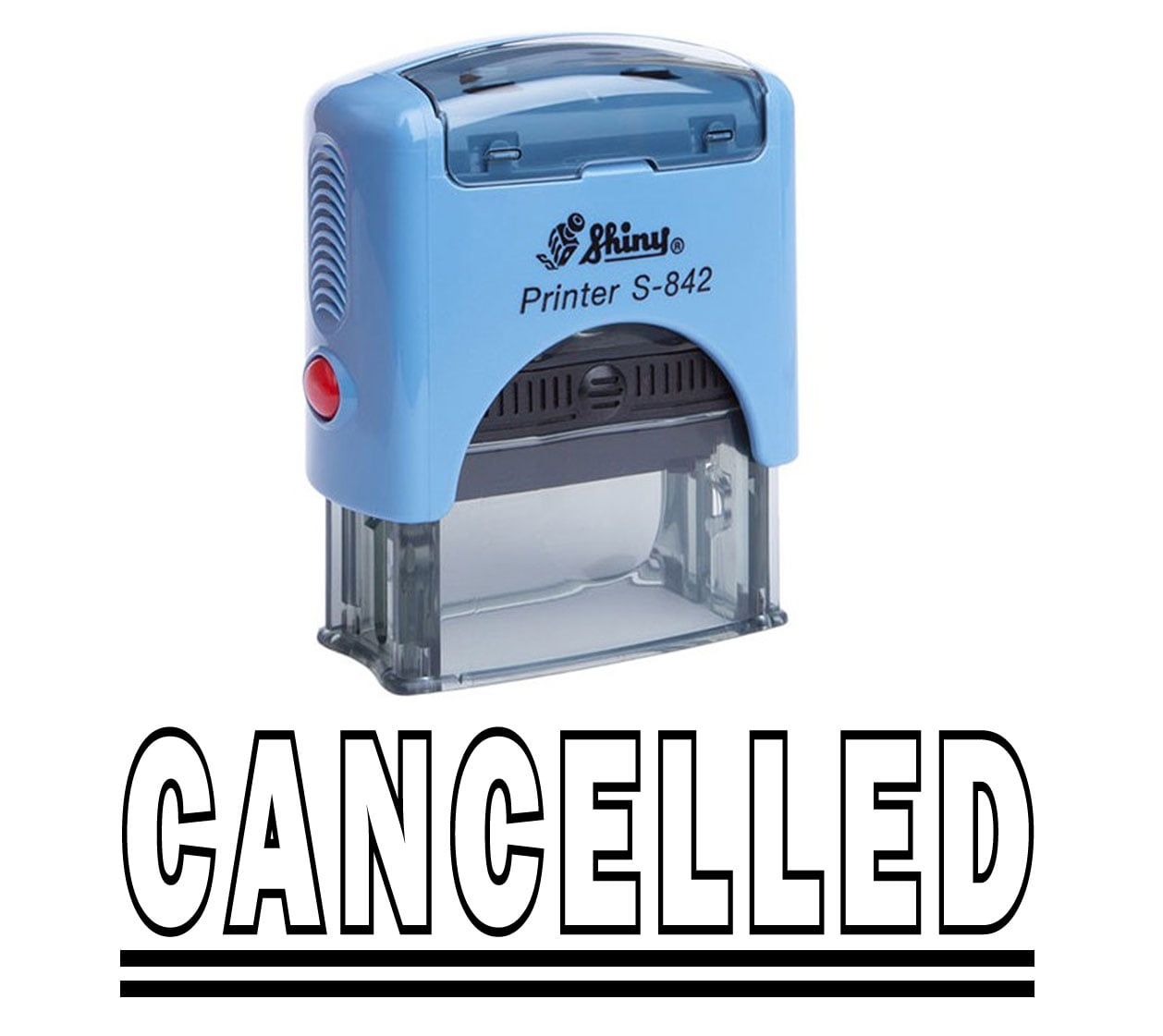 "CANCELLED" Self Inking Rubber Stamp - Approx. 14mm X 38mm, Re-inkable Office Stamp