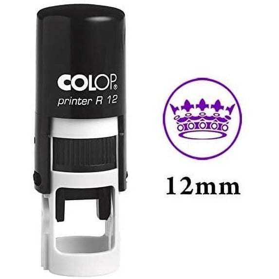 Printtoo CROWN DESIGNSelf Inking Mini Rubber Stamp Colop Round Decorative Teachers Stamps 12mm