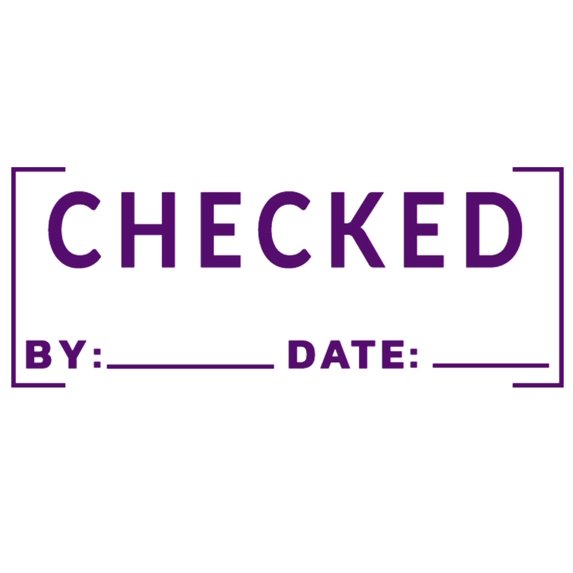 Printtoo Checked By Date Self Inking Rubber Stamp Pre-Inked Office Stamp- Home Office Business Stationery, 47 x 20 mm Purple