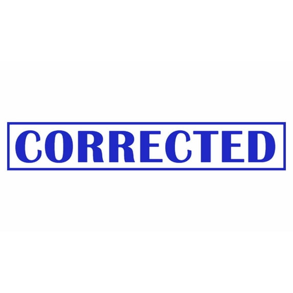 Printtoo Corrected Self Inking Rubber Stamp Pre-Inked Office Stamp- Home Office Business Stationery, Blue- 42 x 9 mm