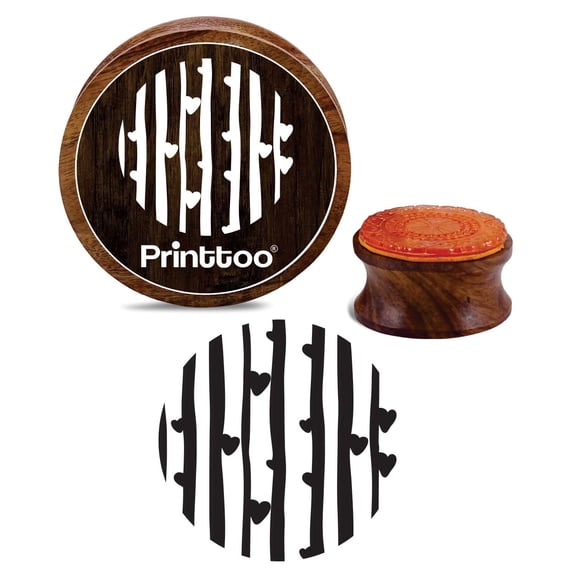 Printtoo Craft Textile Round Stamp Scrap-booking Heart Pattern Wooden Rubber DIY Stamps-3 Inch