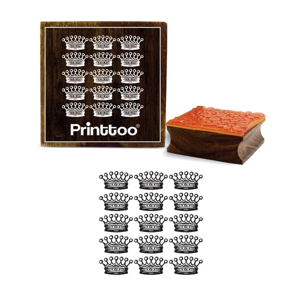 Printtoo Crafting King Crowns Design Square Wooden Rubber Stamp Block Crafting-4 x 4 Inches