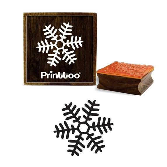 Printtoo Crafting Square Wooden Rubber Stamp Snowflake Pattern Scrap-Booking Block-5 x 5 Inches
