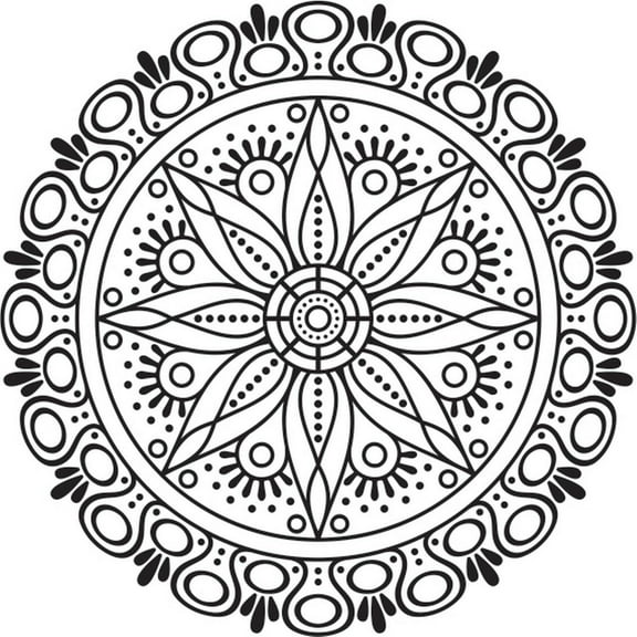 Printtoo Crafting Stamp Floral Mandala Pattern Wooden Round Rubber Stamps Scrap-booking-2 Inch