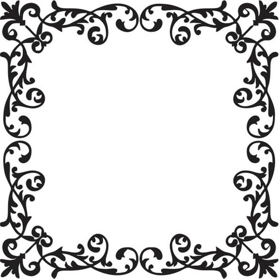 Printtoo Crafting Textile Square Leaf Wreath Border Frame Wooden Rubber Stamp-2 x 2 Inches