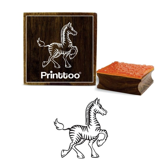 Printtoo Crafting Wooden Rubber Stamp Horse Pattern Brown Scrap-booking Stamps-4 x 4 Inches