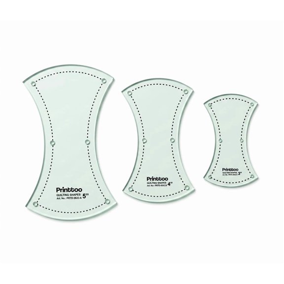 Printtoo Curved Quilting Template Set, 2 mm Acrylic Double Curve Quilt Rulers 3 4 5 Inch for Patchwork Sewing Fabric Cutting Block Patterns Applique Borders DIY Crafts Textile Design Quilters