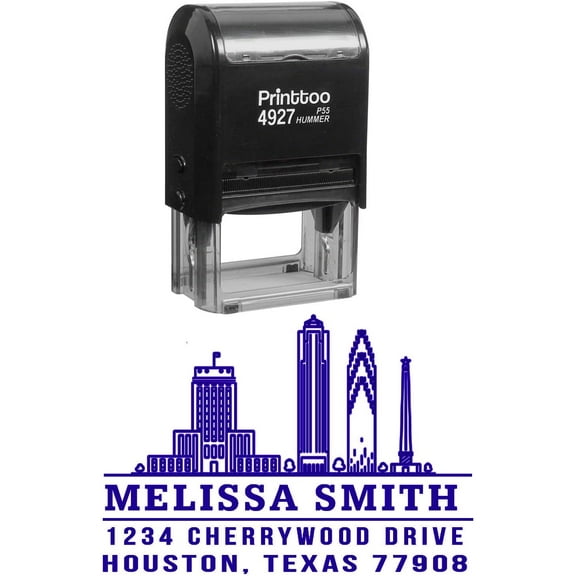 Printtoo Custom Address Self Inking With Texas City Deign Personalized Envelope Rubber Stamp-Violet