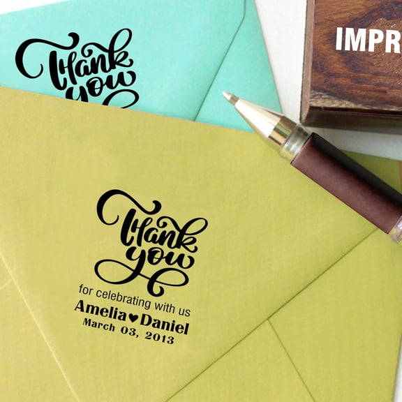 Printtoo Custom Designer Font Thank You Personalized Save The Date Wood Mounted Rubber Stamp