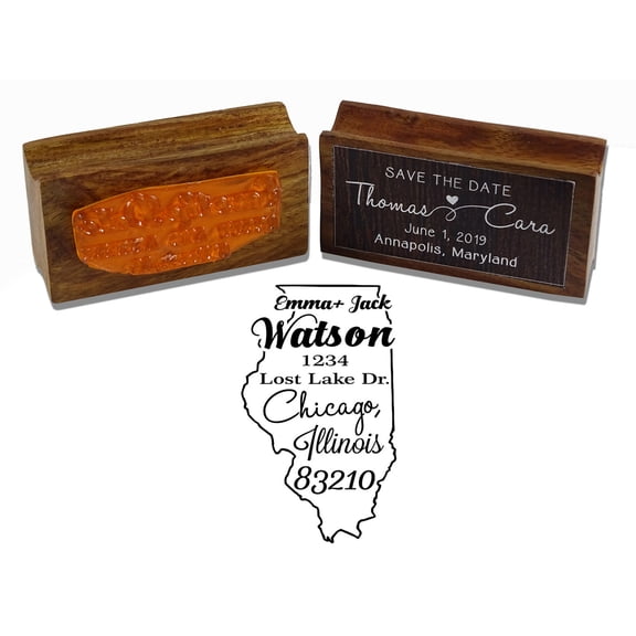 Printtoo Custom Illinois State Map Return Address Wood Mounted Rubber Stamp Personalized Stamper
