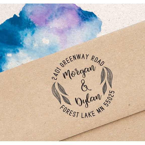 Printtoo Custom Monogram Round Rubber Stamp Rustic Wedding Invitation Address Stamper