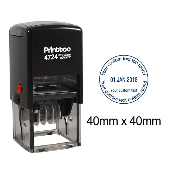 Printtoo Custom Office Stationery Personalized Dater Stamp Self Inking Document Date Rubber Stamp-Blue