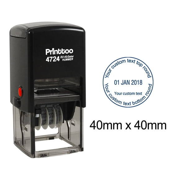 Printtoo Custom Office Stationery Personalized Dater Stamp Self Inking Document Date Rubber Stamp-Blue