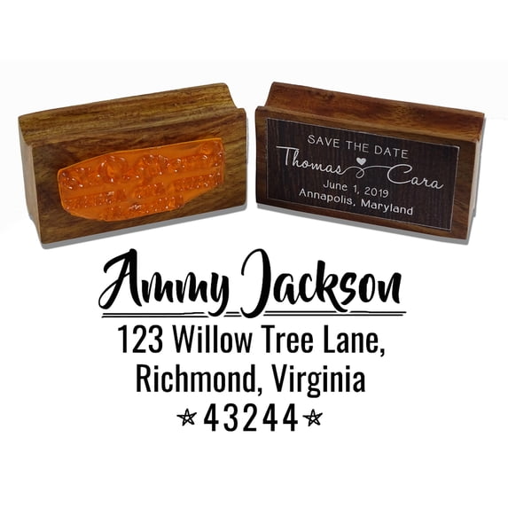 Printtoo Custom Return Address Calligraphy Personalized Family Address Wood Mounted Rubber Stamp