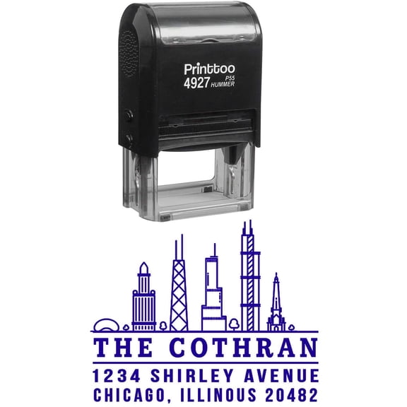 Printtoo Custom Return Address Personalized Self Inking With Chicago City Places Rubber Stamp-Violet