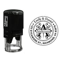 Printtoo Custom Return Address Round Self Inking Rubber Stamp Personalized Monogram Stamper-Black