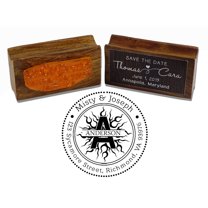 Printtoo Custom Round Return Address Rubber Stamp Wood Mounted Initial Monogram Personalized Stamper