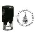 thumbnail image 1 of Printtoo Custom Round Return Address Self Inking Rubber Stamp Christmas Tree Personalized Stamper-Black, 1 of 4