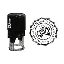 Printtoo Custom Round Rose Monogram Address Return Personalized Self Inking Rubber Stamp Gift Idea-Black