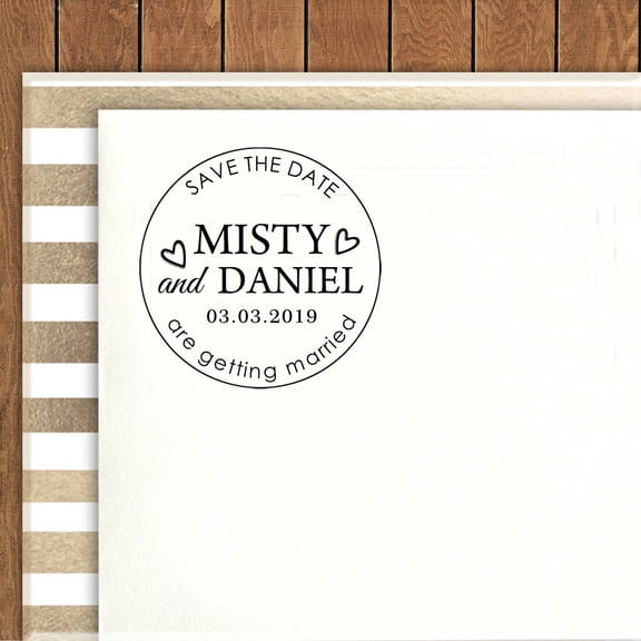 Printtoo Custom Round Save The Date Rubber Stamp Self Inking Personalized Stamper Wedding Gift Idea
