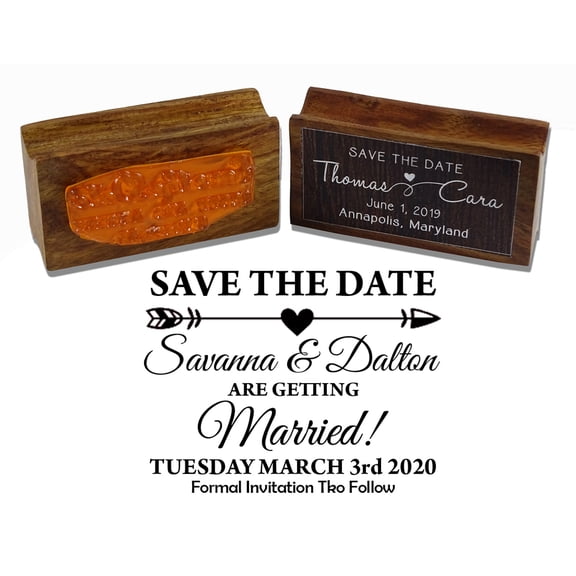 Printtoo Custom Save The Date Wedding Invitation Personalized Wood Mounted Rubber Stamp