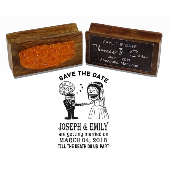 Printtoo Custom Save The Date Wedding Invitation Wood Mounted Personalized Rubber Stamp