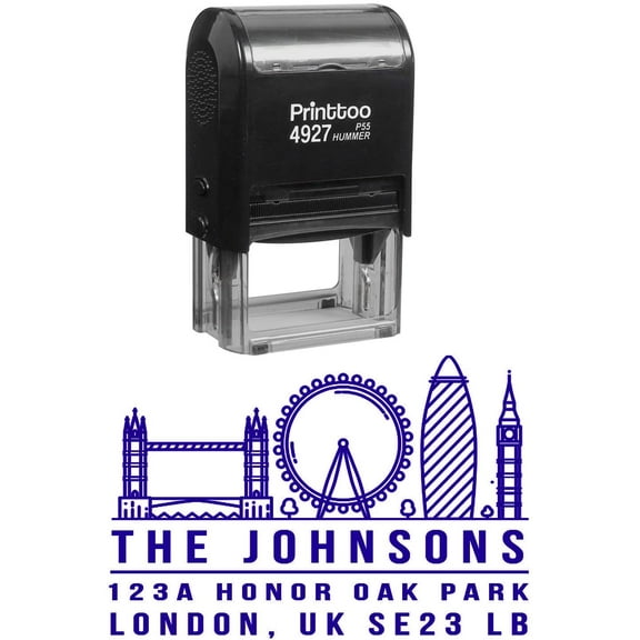 Printtoo Custom Self Inking Personalized Return Address Rubber Stamp With London Tourists Places-Violet