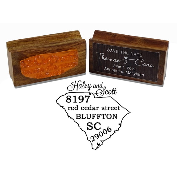 Printtoo Custom South Carolina State Map Return Address Personalized Wood Mouted Rubber Stamp