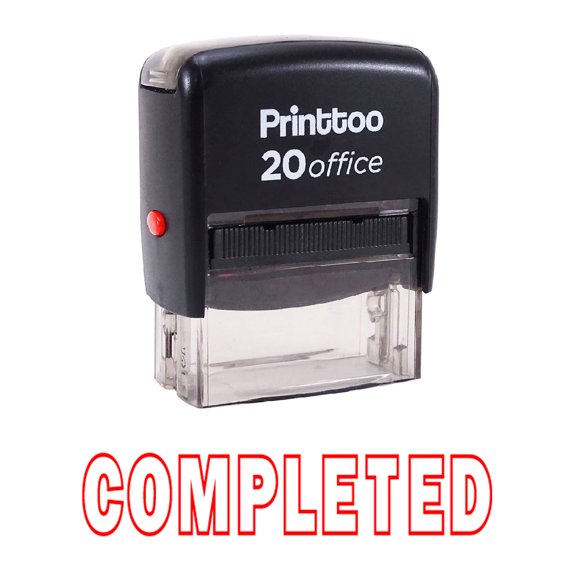 Printtoo Custom Stamp Office Stationary COMPLETED Self Inking Rubber Stamp-Red