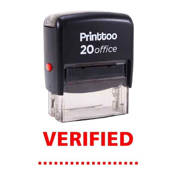 Printtoo Custom Stamp VERIFIED Office Stationary Self Inking Rubber Stamp-Red
