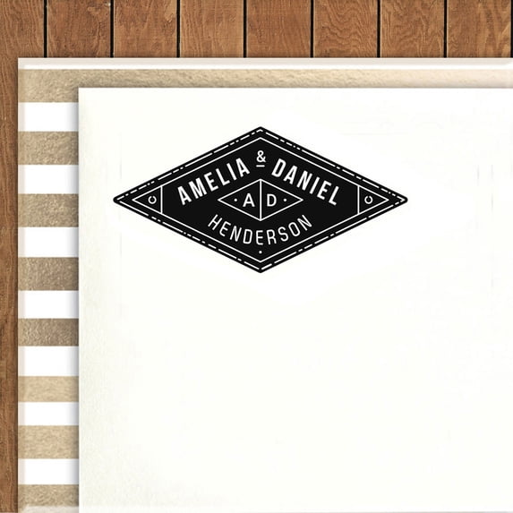 Printtoo Custom Text Self Inking Personalized Logo Design Rhombus Shape Envelope Rubber Stamp-Black
