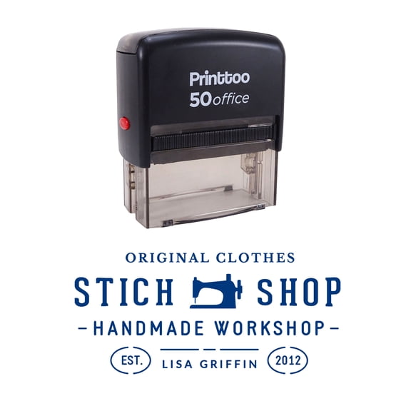 Printtoo Custom Text Self Inking Shop Address Personalized Sewing Logo Design Envelope Rubber Stamp-Blue