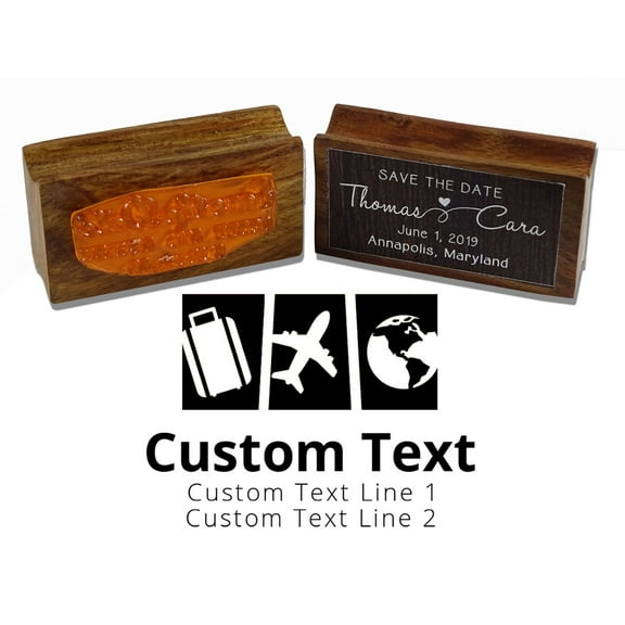 Printtoo Custom Travel Logo Design Business Wood Mounted Envelope Rubber Stamp