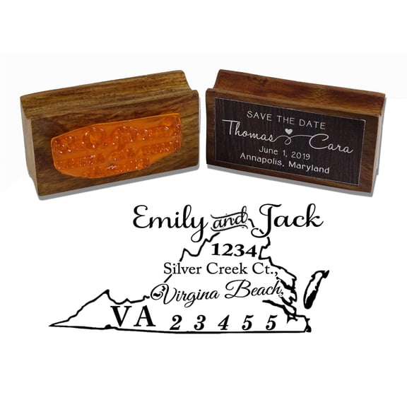 Printtoo Custom Virginia State Map Return Address Personalized Wood Mounted Rubber Stamp Seal