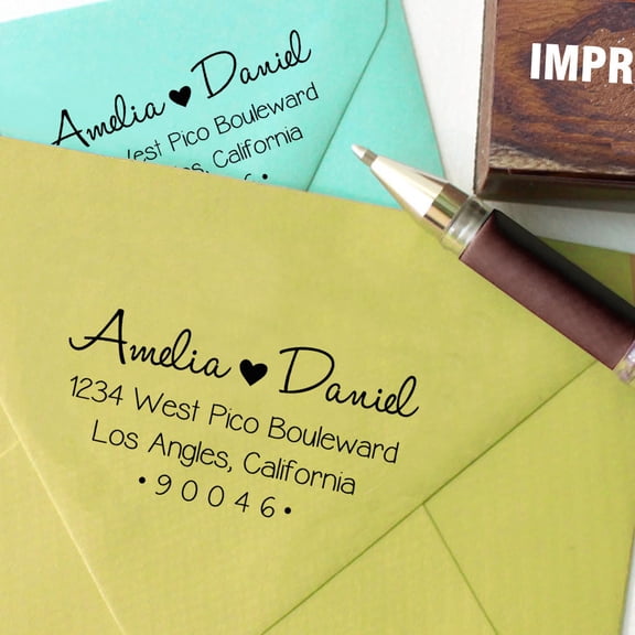 Printtoo Custom Wedding Invitation With Heart Return Address Envelope Wood Mounted Rubber Stamp