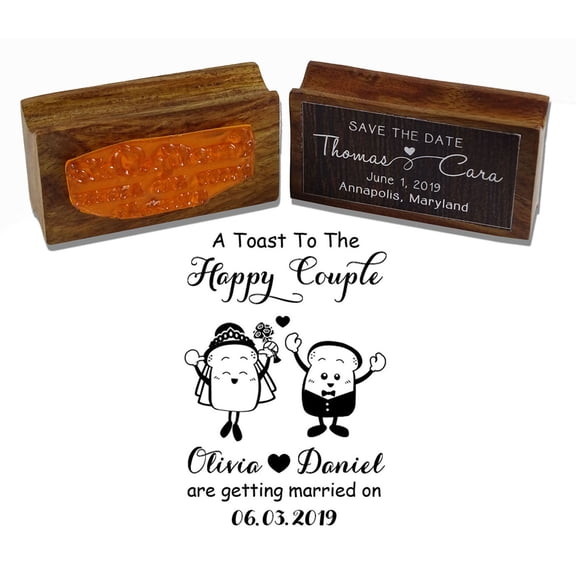 Printtoo Custom Wedding Invitation Wood Mounted Rubber Stamp With Groom And Bride