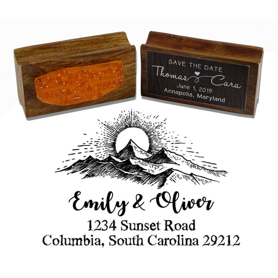 Printtoo Custom Wood Mount Address Rubber Stamp Wedding Invitation Personalized Stamper-2.3 x 1.5 Inches