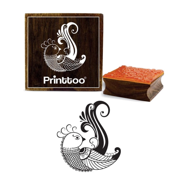 Printtoo DIY Stamp Square Wooden Rubber Stamp Bird Pattern Scrap-booking Stamps-4 x 4 Inches