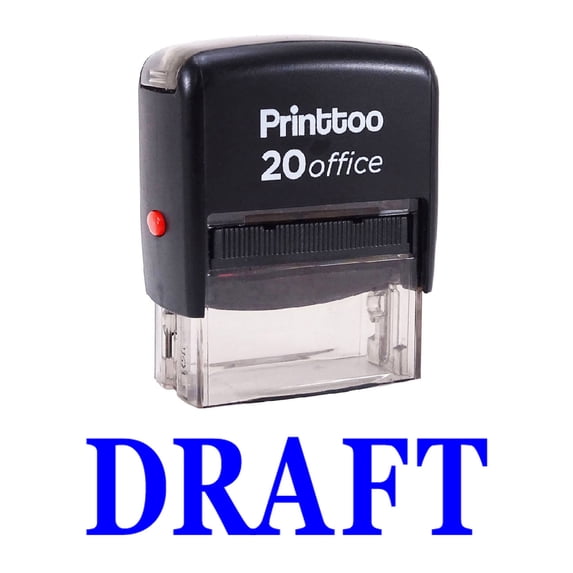 Printtoo DRAFT Self Inking Rubber Stamp Office Stationary Custom Stamp-Blue
