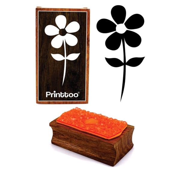 Printtoo Daisy Flower Design Rectangular Wooden Rubber Stamp Block Scrap-Booking