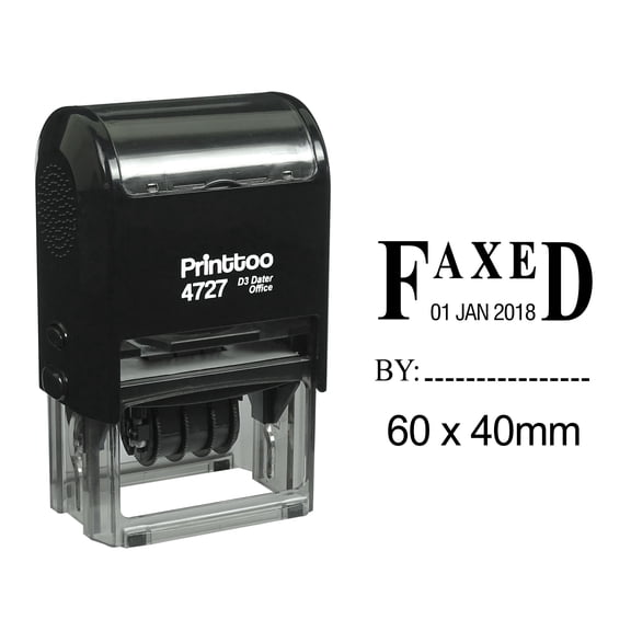 Printtoo Dater Stamp Self Inking With Faxed By Text Office Stationery Date Rubber Stamp-Black