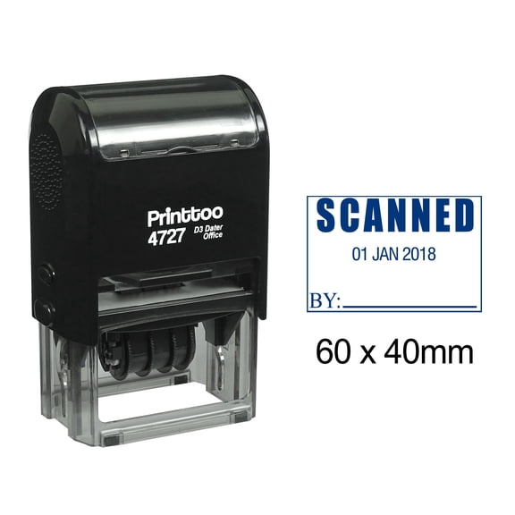Printtoo Dater Stamp Self Inking With Scanned By Text Date Rubber Stamp Office Stationery-Blue