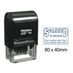 Printtoo Dater Stamp Self Inking With Scanned & Custom Text Line Office Stationery Date Rubber Stamp-Blue