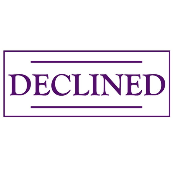 Printtoo Declined Self Inking Rubber Stamp Pre-Inked Office Stamp- Home Office Business Stationery, 47 x 20 mm Purple