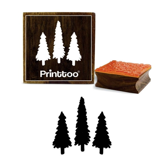 Printtoo Diary Card Christmas Tree Design Wooden Rubber Stamp Scrap-Booking Block-5 x 5 Inches