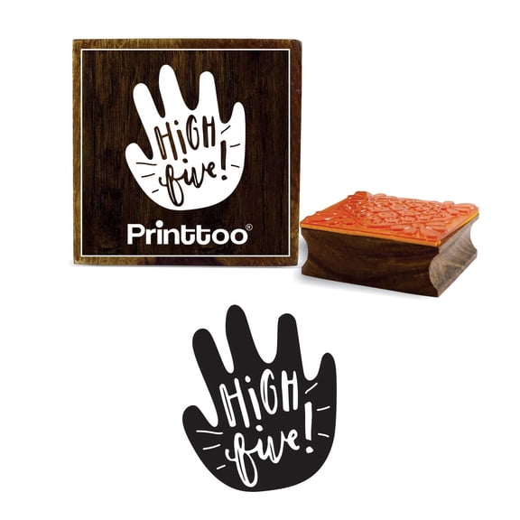 Printtoo Diary Card High Five Text Design Square Wooden Rubber Stamp Scrap-booking-2 x 2 Inches