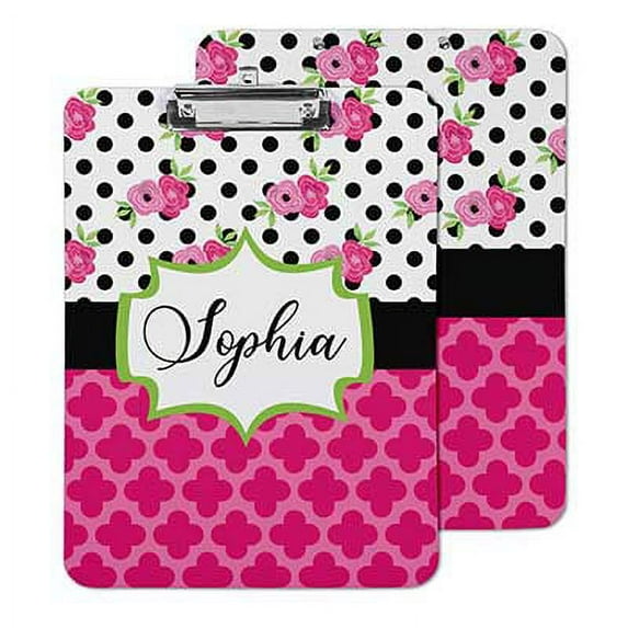 Printtoo Dry Erase Personalized Decorative Clipboard for Office School Hardboard Letter Size Printed Paperboard With Free Marker & Eraser,Floral-9x12.5 Inches